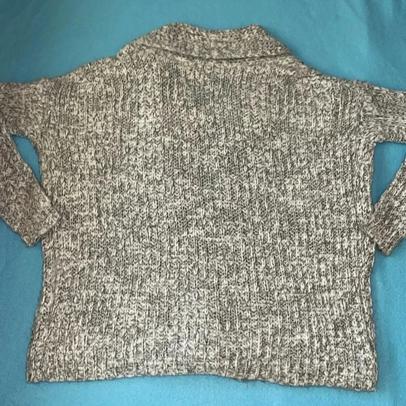 FOREVER 21 chunky knit long sleeve wide collar wrap sweater gray white size S - Picture 2 of 9